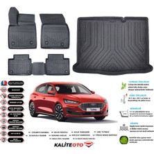 Ford Focus 4 Hb Stepneli 2018 Sonrası 3D Bagaj Havuzu+3d Araca Özel Paspas Takımı Birebir Uyumlu