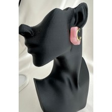 Altın Akrilik Kare Çivili Halka Küpe (3cm)