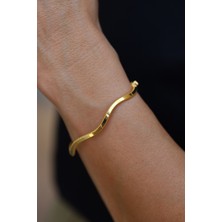 14 Ayar Altın Cimarlı Su Dalgası Ajda Kelepçe