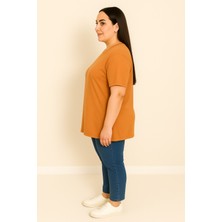 Kadın Büyük Beden Kısa Kollu Basic Oversize T-Shirt 1976-25