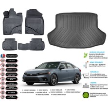 Honda Civic 2023 Model Esnek Bagaj Havuzu Araca Özel Siyah Kokusuz Paspas Takımı