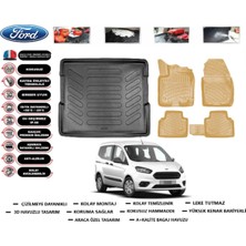 Ford Tourneo Courier 2022 Model Bagaj Havuzu(Paspası)+Araca Özel Bej Paspas Takımı Flex