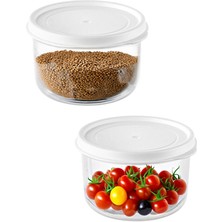 Çok Amaçlı 2 Adet Yuvarlak Saklama Kabı 360 ml