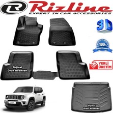 Jeep Renegade 3D Paspas + 3D Bagaj Havuzu 2015-2020 Arası Siyah Set