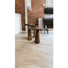 Simillo Home & Living Doğal Masif Ahşap 3’lü Sehpa Takımı – Ceviz Renk Mantar Zigon Fiskos Sehpa