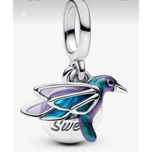 Sinekkuşu Çift Sallantılı S925 Ayar Gümüş Charm