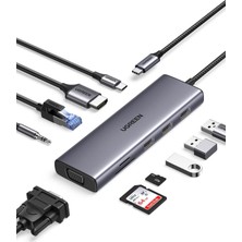 USB C Yerleştirme Istasyonu 10'u 1 Arada 4K Hdmı, Vga, 3 x USB A 3.0, Pd 100W, Ethernet, 3,5 mm Ses, Sd/tf ile