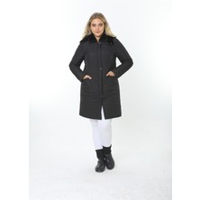 İthal Yumuşak Kürklü Mont, Büyük Beden , Tavşan Tüylü Kaban, Su Itici Mont,kapitone Mont,diz üstü