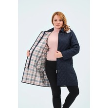 Kadın Uzun Suya Dayanıklı Kapitone Kapüşonlu Kapitone Mont Büyük Beden Kapitone Ekoseli Kapitone