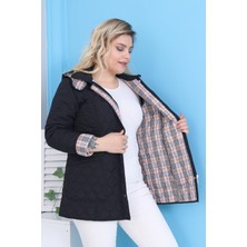 Baharlık Kapüşonlu Kapitone Mont Içi Ekoseli Kapitone Mont Büyük Beden Mont, Su Itici Mont, Lacivert