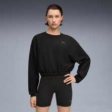 Puma Kadın Cloudspun Crew Siyah Sweatshirt Düz Desen ile Rahat Kesim ve Şık Tasarım