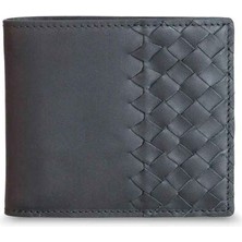 Guard Mat Siyah El Örgüsü Hakiki Deri Erkek Cüzdan P1330