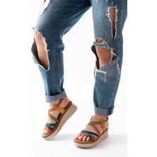 Bayan Sandalet 730-153 Multi Ortopedik Hakiki Deri Dolgu Kadın Sandalet