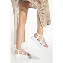 Bayan Sandalet 24413-841 Beyaz Dolgu Topuk Kadın Sandalet