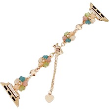 MobaxAksesuar Apple Watch 44/45/46/49mm Kordon Taşlı Parlak İnce Flower Metal Bayanlar için Band 2/3/4/5/6/se/7/8/9/10/11/ultra