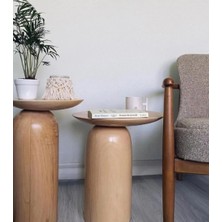 Simillo Home & Living Naturel Renk 2’li Yan Sehpa Seti – Masif Doğal Ahşap Zigon ve Fiskos Sehpa