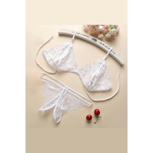 Kadın Beyaz Dantelli Sütyen Külot Takımı