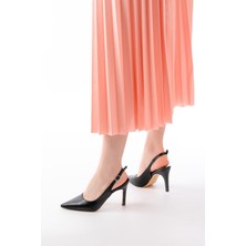 Kadın AYAKKABIST-1153 Siyah Günlük Arkası Açık 9 cm Topuklu Kadın Ayakkabı