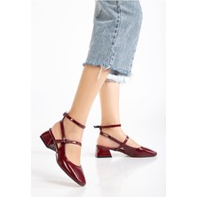 Kadın AYAKKABIST-003 Bordo Rugan Günlük 4 cm Topuklu Bayan Ayakkabı
