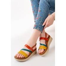 Bayan Sandalet 730-152 Multi Ortopedik Hakiki Deri Dolgu Kadın Sandalet