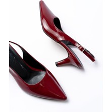 Kadın AYAKKABIST-1152 Bordo Rugan Günlük 7 cm Topuklu Kadın Ayakkabı