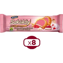 Ülker Saklıköy Frambuazlı Beyaz Çikolatalı Bisküvi 100 gr x 8 Adet