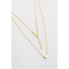 So CHIC Little Love 18 Ayar Sarı Altın Kaplama Gümüş Kolye 42 cm Zirkon Taşıyla Kadınlar İçin Özel Tasarım