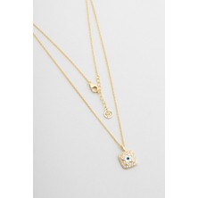 Nazar Yıldızı 18 Ayar Sarı Altın Kaplama 45 cm Gümüş Kolye