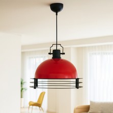 Homing Sven Metal Kafesli Sarkıt Kırmızı Cafe Restoran Ev Ofis AYD-3581