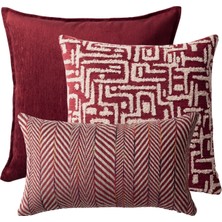 " Eliza & Sense " - Dekoratif Yastık- 3'lü Kombin Set (Iç Yastık Dahil) Bordo