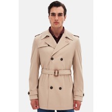 Ds Damat Regular Fit Koyu Bej Apoletli Beli Kemerli Pardösü/trenckot 1HF08ORT00013