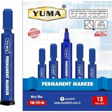 Yuma Siyah 12 Adet Kesik Uçlu Markör Permanent Koli Kalemi Marker Mürekkep 1 Paket