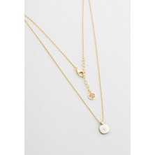 Vintage 18 Ayar Sarı Altın Kaplama 45 cm Gümüş Kolye