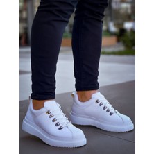 Kuback Kb-X4 Beyaz Cilt Yüksek Taban Bağcıklı Günlük Erkek Ayakkabı