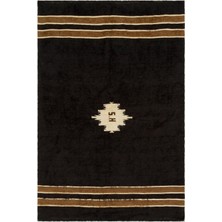 Bespoky 120x180 cm El Dokuma Siyah Yün Halı | El Yapımı Klasik Salon Halısı | %100 Doğal Yün | UNİQUE-33555