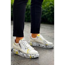 Kuback Kb-02  Kuback  Bağcıklı Crocodile Beyaz Sarı Günlük Erkek Ayakkabı