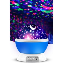 Küre Renkli Yıldızlı Gökyüzü Projeksiyon Gece Lambası Mavi