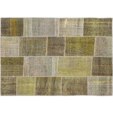 Bespoky Sarı Patchwork Modern Soyut Halı | Salon Yatak Odası Halısı | UNİQUE-1023