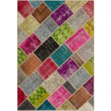 Bespoky Çok renkli Patchwork Bohem Çeşitli Halı | Salon Yatak Odası Halısı | UNİQUE-22057