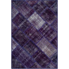 Bespoky Mor Patchwork Vintage Soyut Halı | Salon Yatak Odası Halısı | UNİQUE-26545