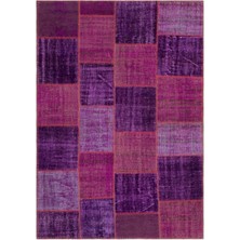 Bespoky Mor Patchwork Bohem Geometrik Halı | Salon Yatak Odası Halısı | UNİQUE-22268