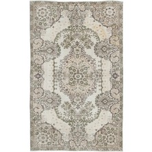 Bespoky 165x262 cm Bej Krem Medalyonlu Geleneksel Çiçekli Halı | Salon Yatak Odası Halısı | UNİQUE-15264