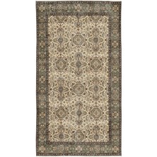 Bespoky 132x242 cm Kahverengi Bej Klasik Vintage Bitkisel Halı | Salon Yatak Odası Halısı | UNİQUE-12716
