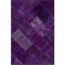 Bespoky 120x180 cm Mor Patchwork Vintage Soyut Halı | Salon Yatak Odası Halısı | UNİQUE-31181