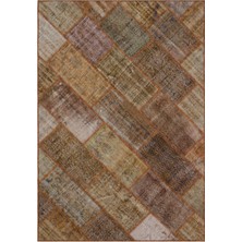 Bespoky Çok renkli Patchwork Vintage Soyut Halı | Salon Yatak Odası Halısı | UNİQUE-31292