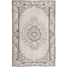 Bespoky 180x277 cm Bej Medalyonlu Vintage Bitkisel Halı | Salon Yatak Odası Halısı | UNİQUE-15787