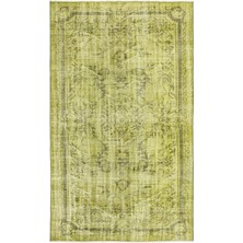 Bespoky 158x262 cm Pembe Açık Yeşil Geleneksel Vintage Bitkisel Halı | Salon Yatak Odası Halısı | UNİQUE-12507