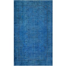 Bespoky 166x274 cm Mavi Eskitme Vintage Soyut Halı | Salon Yatak Odası Halısı | UNİQUE-23993
