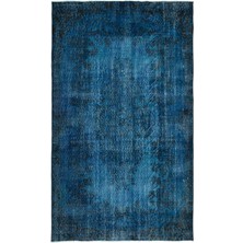 Bespoky 168x285 cm Mavi Eskitme Vintage Soyut Halı | Salon Yatak Odası Halısı | UNİQUE-17820