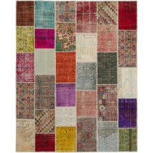 Bespoky 247x308 cm Kırmızı Çok renkli Yama Patchwork Karışık Halı | Salon Yatak Odası Halısı | UNİQUE-20373